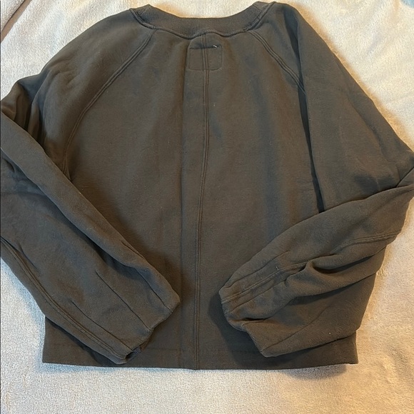 Abercrombie & Fitch Black Crew Neck Puff Sleeve Sweatshirt - Picture 5 of 8
